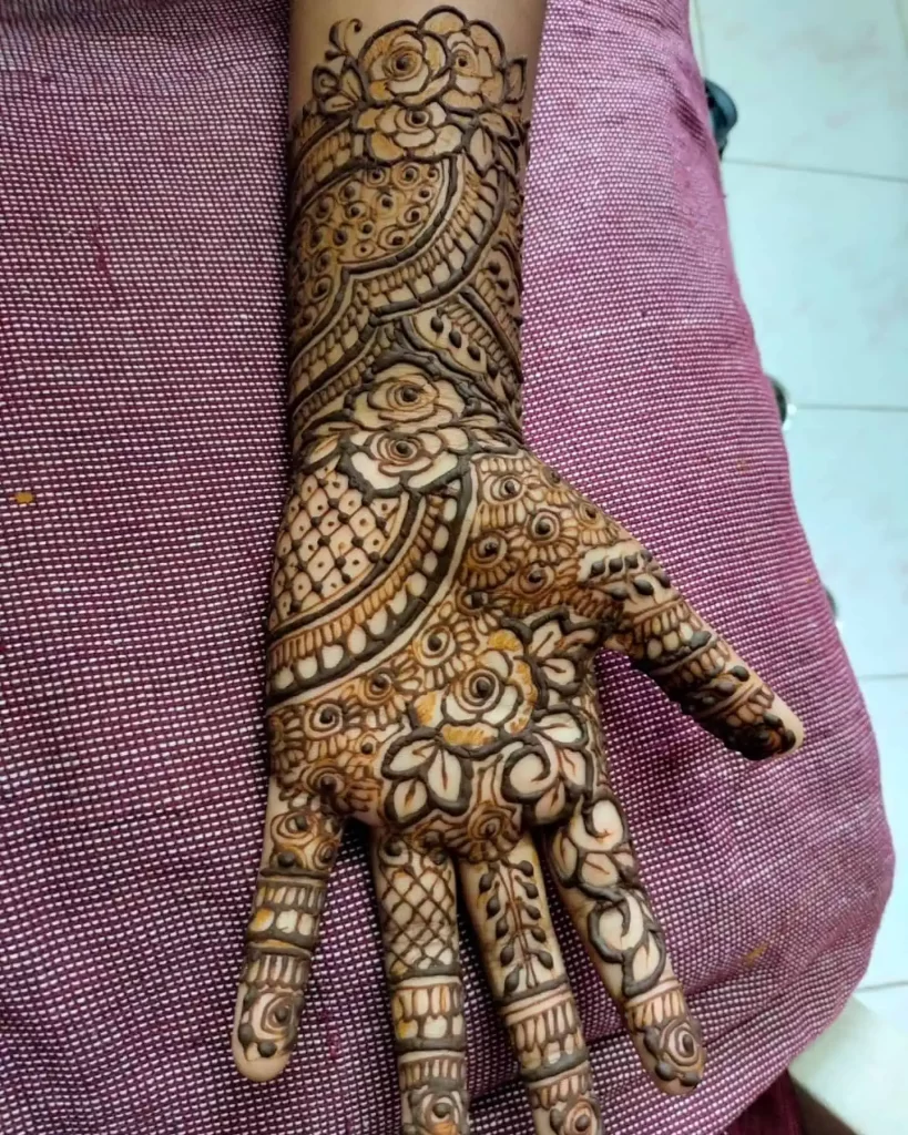 Simple Bridal Mehndi Designs for Full Hands Front and Back