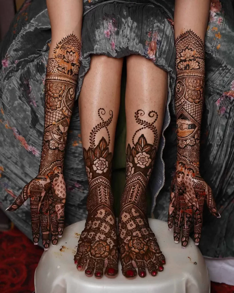 Bridal Mehndi Design Hand and Leg