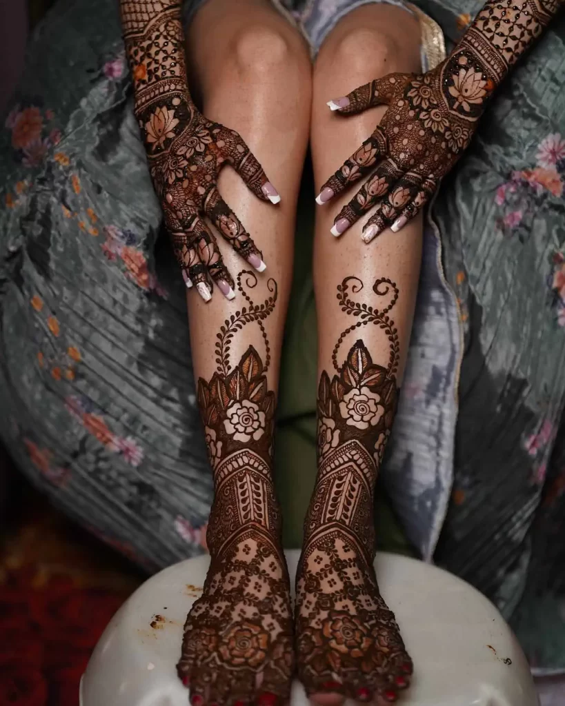Bridal Mehndi Design in Leg